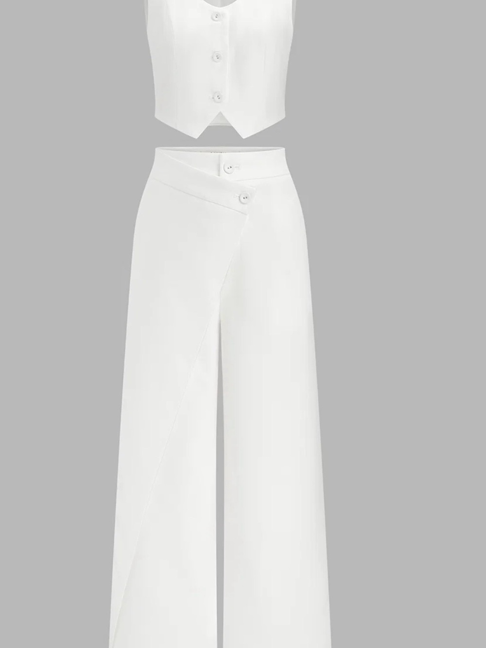 Commense Solid Asymmetrical Straight Leg Pants Set - XL - Black - Picture 7 of 16